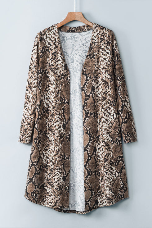 Print Colorblock Long Cardigan